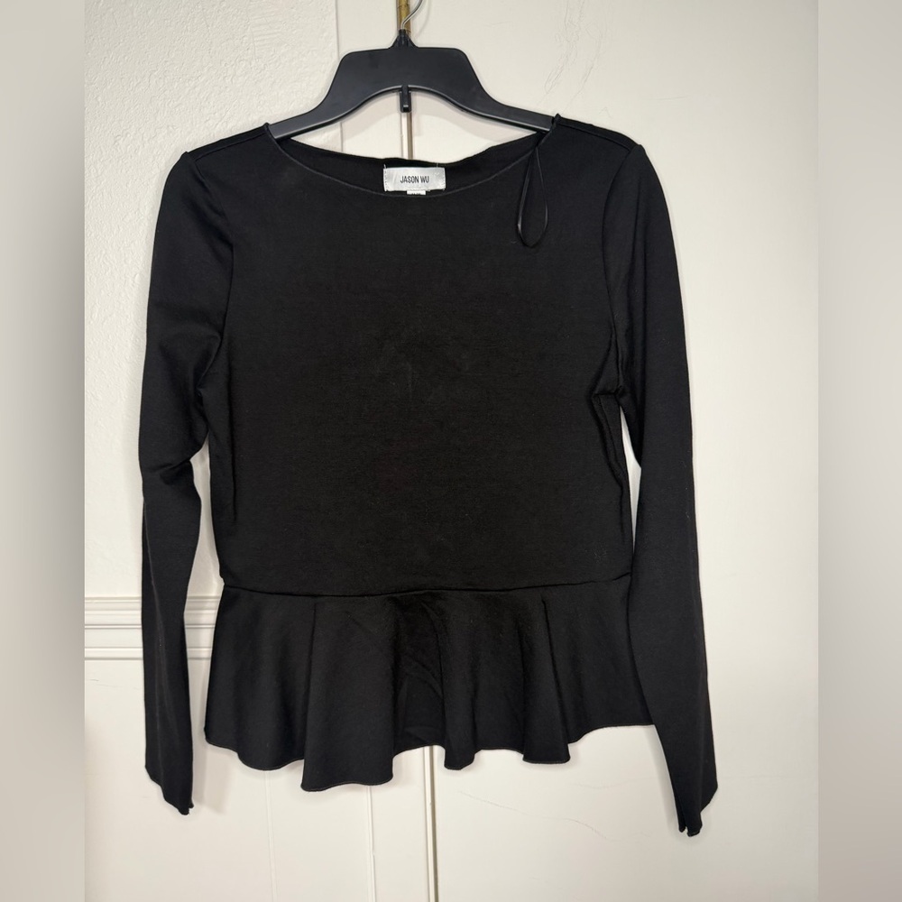 Jason Wu Elegant Black Peplum Blouse size M NEW WITH TAG